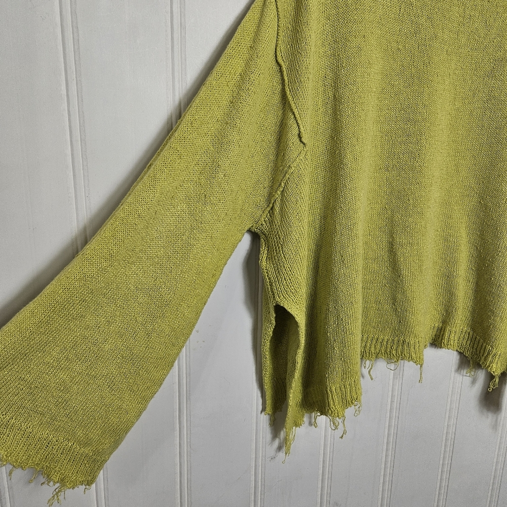 Free People Chartreuse Off-the-Shoulder Sweater slouchy grunge 💚 - Picture 5 of 11